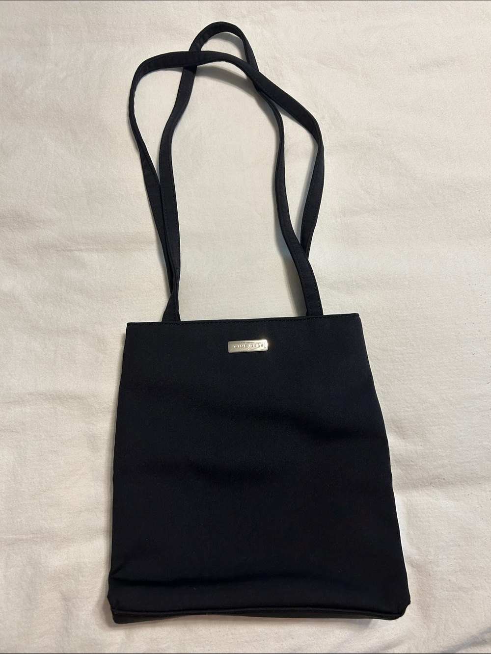 Nine West Black Shoulder Bag with Gold Logo Plate
